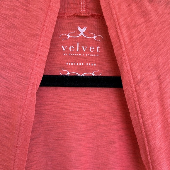 Velvet by Graham and Spencer Vintage Slub Coral Open Front Cardigan - Picture 3 of 5